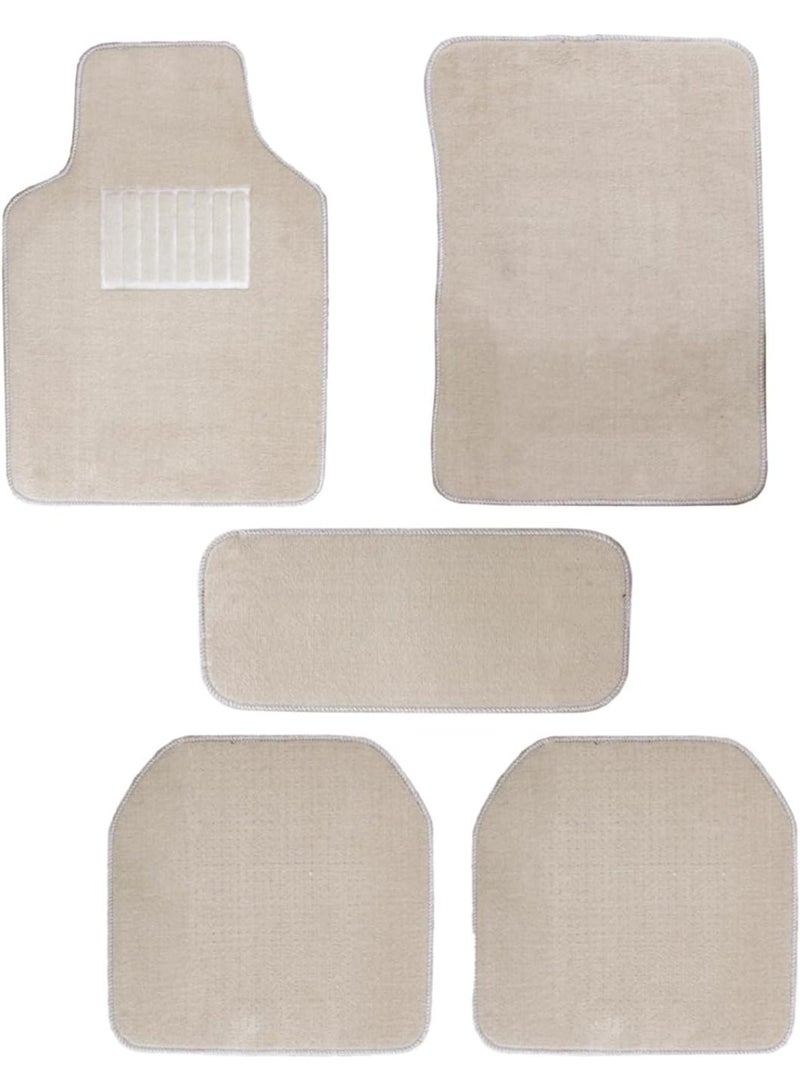HERIOS Universal Car Floor Mats Set, beige, 5 Piece, Heavy Duty Waterproof Non Slip, All Season Interior Protection for SUV and Sedan, car mat, car floor mat, car accessories (BEIGE) - Image 1